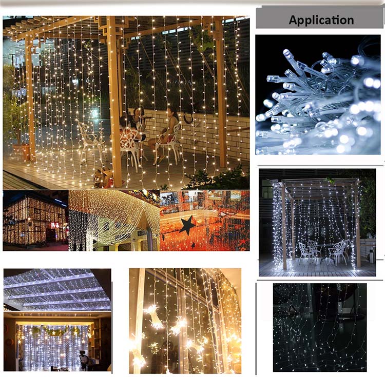 led curtain lights warm white