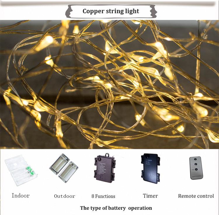 2m copper wire led string light